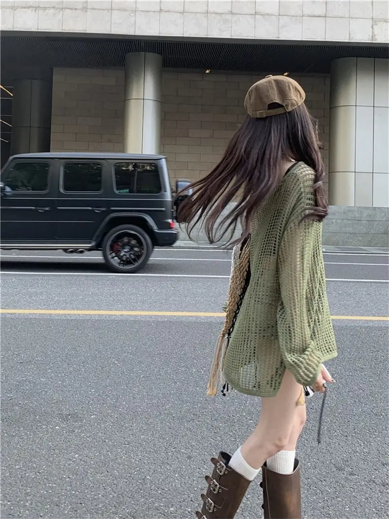 Cottagecore Open-Knit Oversized Sweater - 17