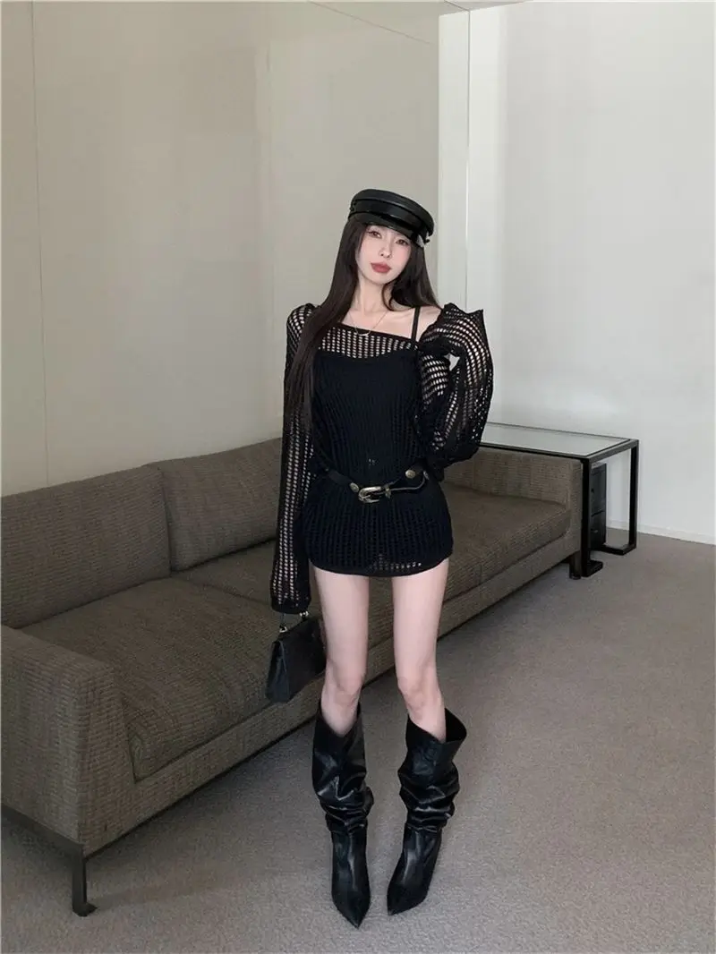 Cottagecore Open-Knit Oversized Sweater - 36