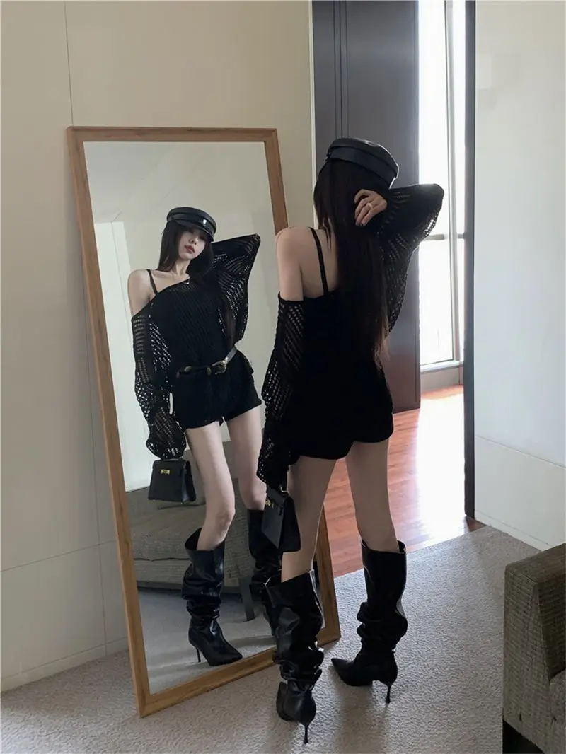 Cottagecore Open-Knit Oversized Sweater - 39