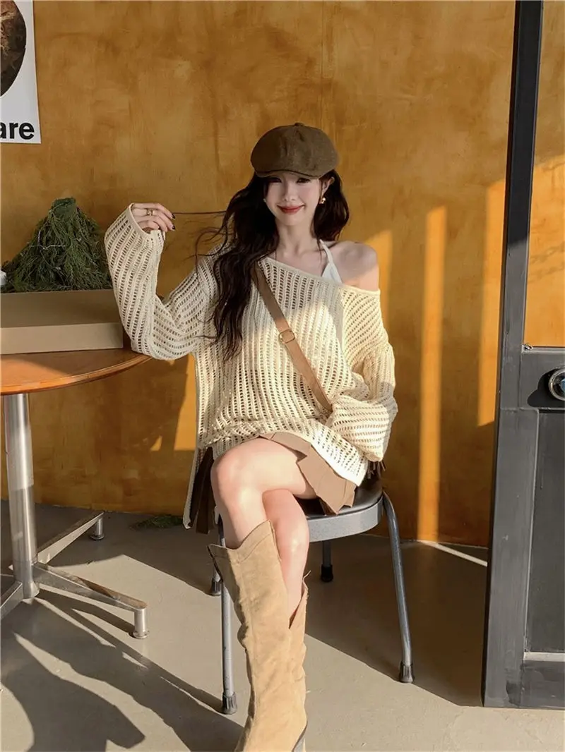 Cottagecore Open-Knit Oversized Sweater - 8