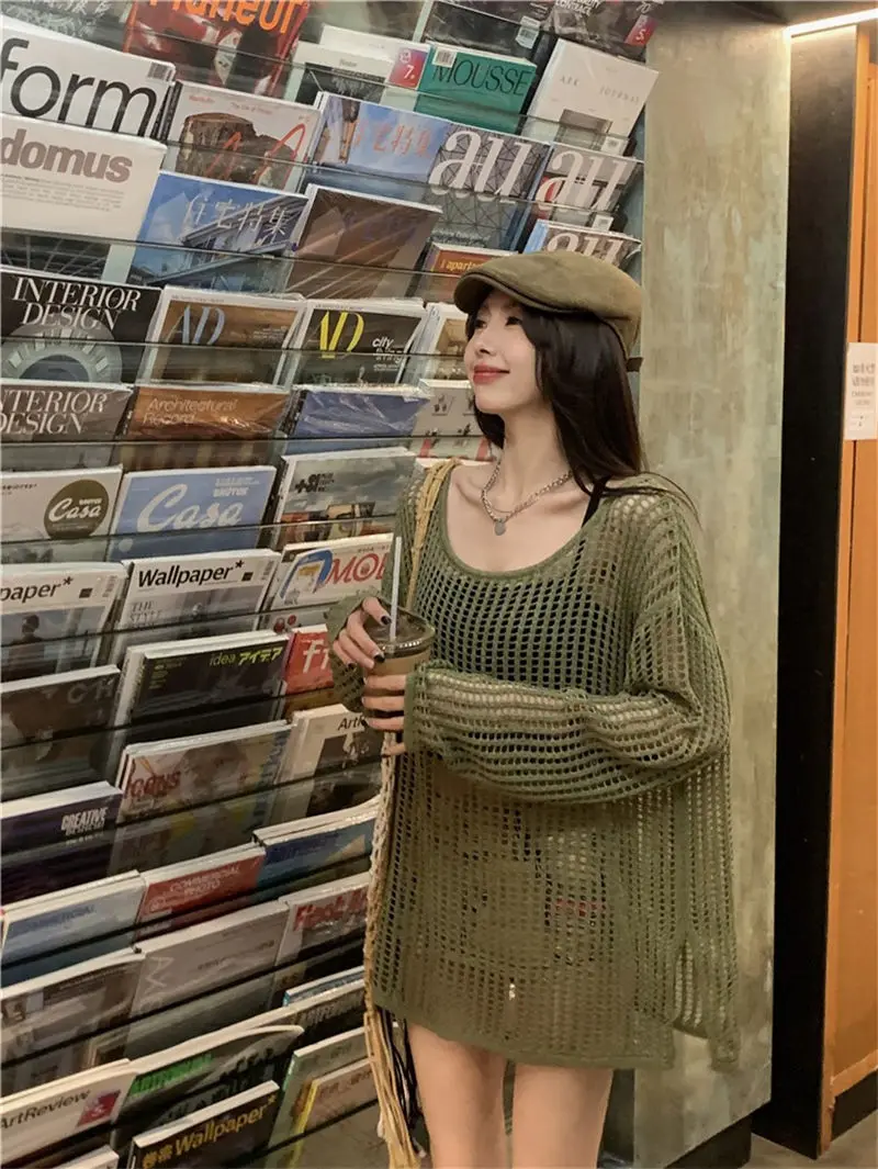 Cottagecore Open-Knit Oversized Sweater - 29