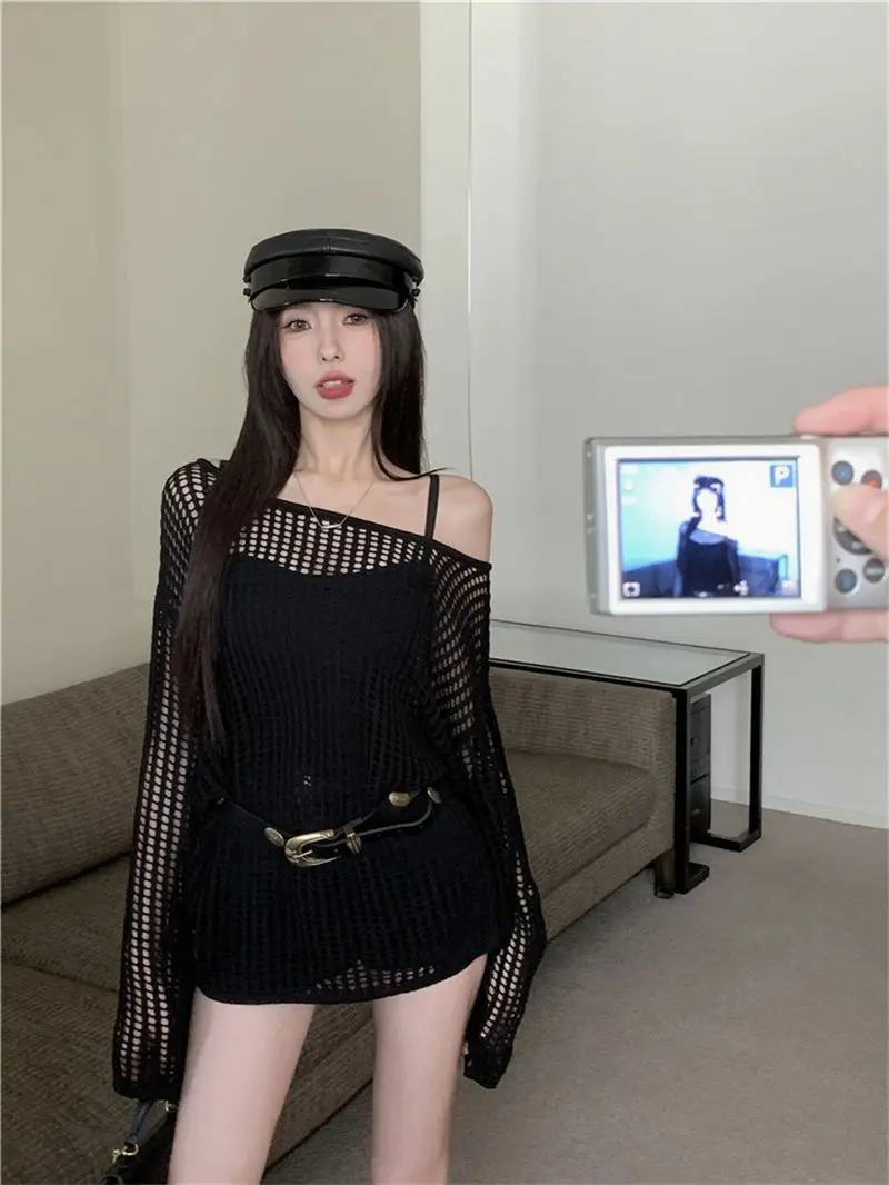 Cottagecore Open-Knit Oversized Sweater - 35