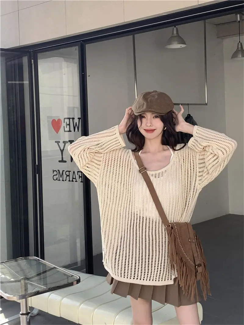 Cottagecore Open-Knit Oversized Sweater - 10