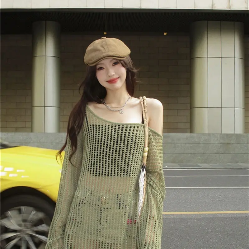 Cottagecore Open-Knit Oversized Sweater - 30