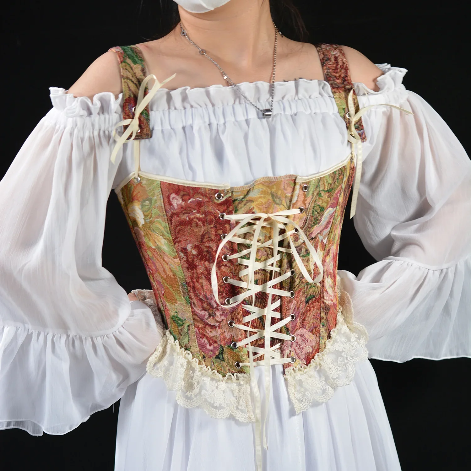 Coquette Floral Lace-Up Corset - 7