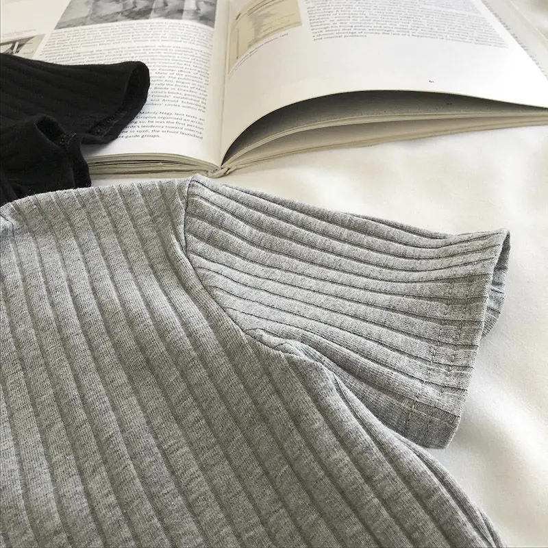 Minimalist Soft Grunge Cropped Ribbed Polo - 14 Minimalist Soft Grunge Cropped Ribbed Polo - 14