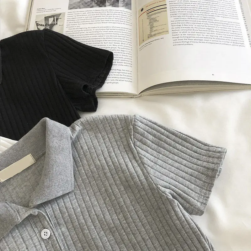 Minimalist Soft Grunge Cropped Ribbed Polo - 8 Minimalist Soft Grunge Cropped Ribbed Polo - 8