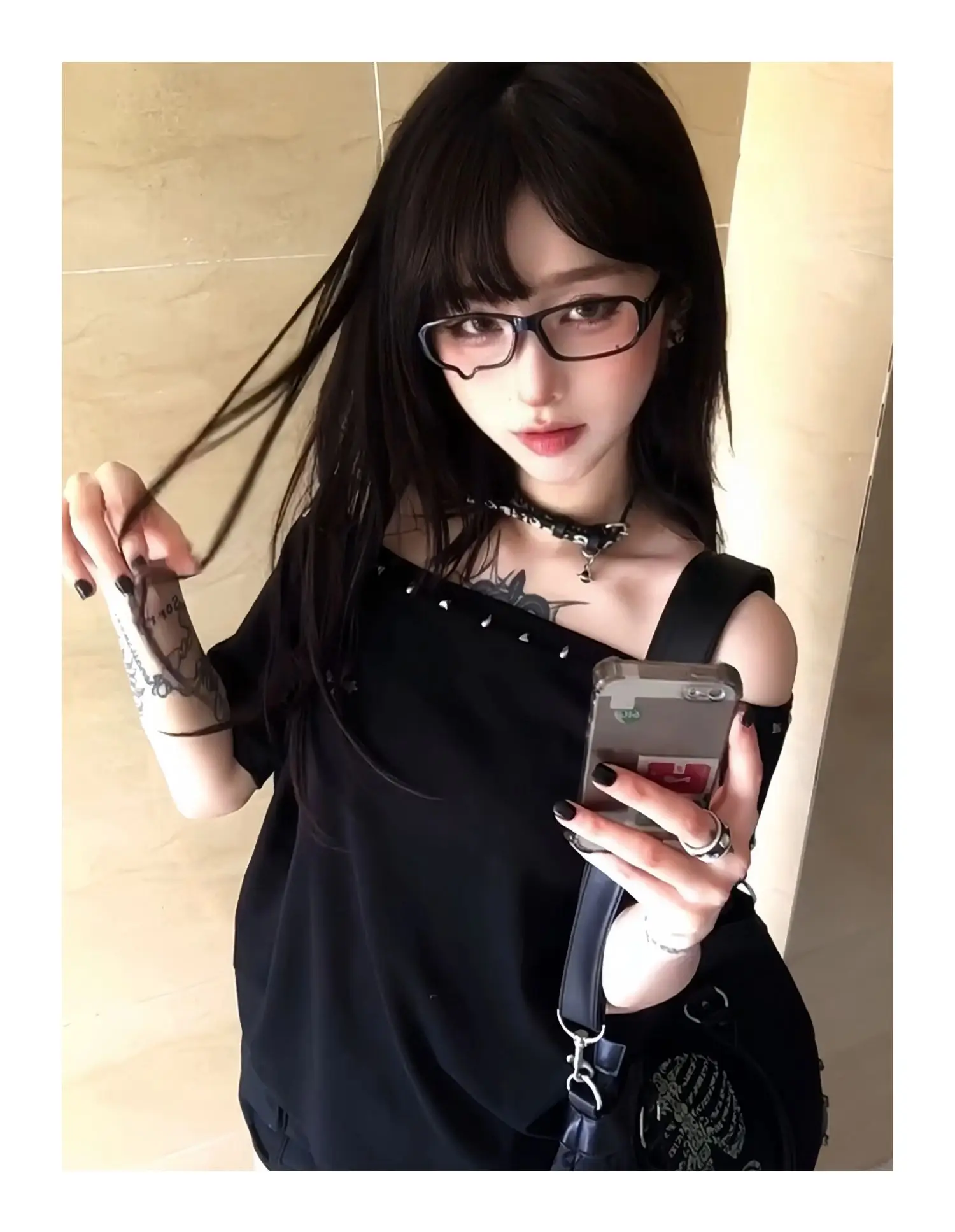 Dark Mori Kei Cold-Shoulder Long-Sleeve Top - 4