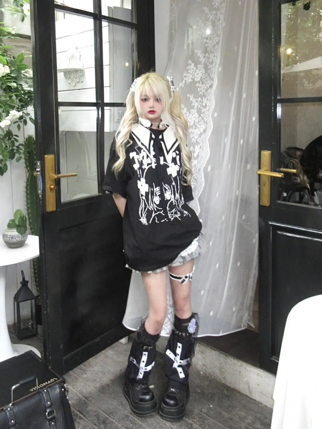 Harajuku-Gothic Hybrid Sailored Graphic Tee - 7 Harajuku-Gothic Hybrid Sailored Graphic Tee - 7