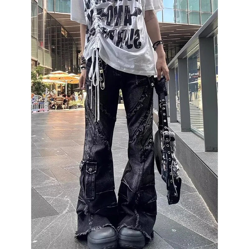 Cyberpunk Deconstructed Cargo Flare Pants - 2