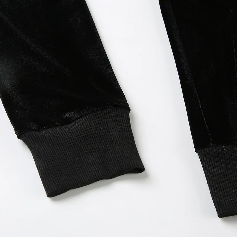 Grunge Glam Velvet Faux-Fur Trim Hoodie - 10