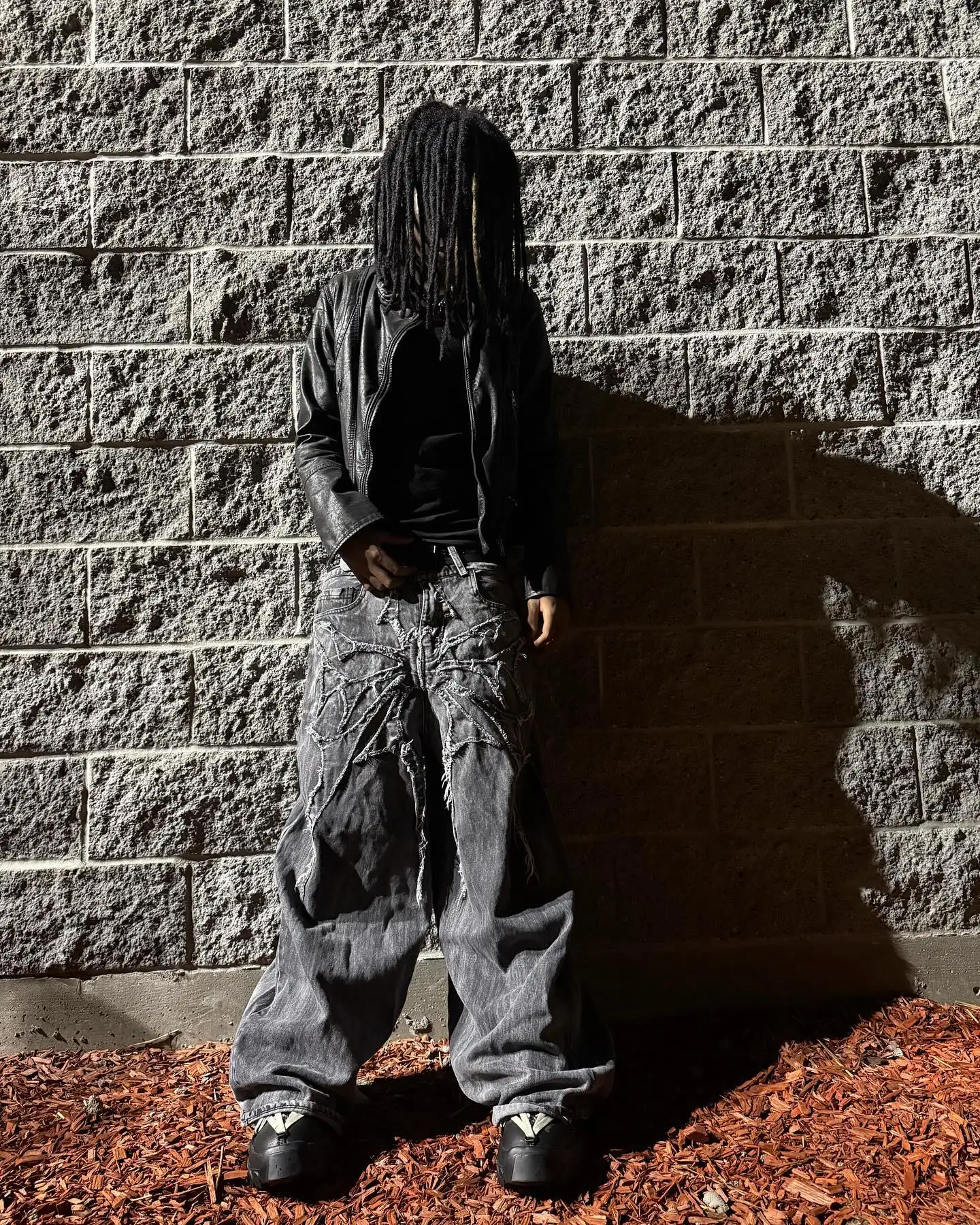 Grunge Cyberpunk Distressed Spider-Web Jeans - 6