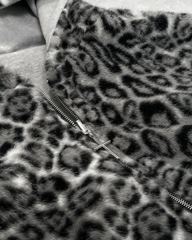 Dark Mori Kei and Monochrome Animal-Print Reversible Hooded Jackets - 4