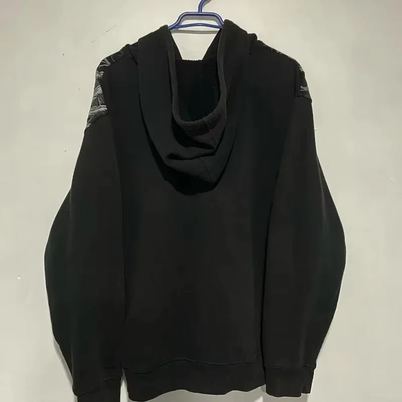 Gothic Punk Embroidered Oversized Hoodie with Winged Design - 5