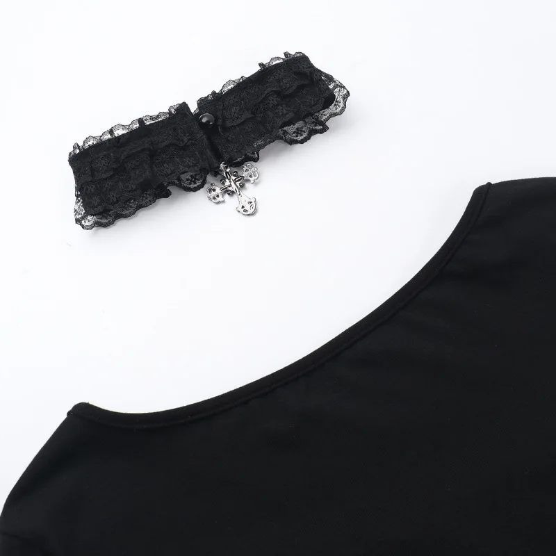 Gothic Lolita Lace-Up Corset Long-Sleeve Top with Choker - 17