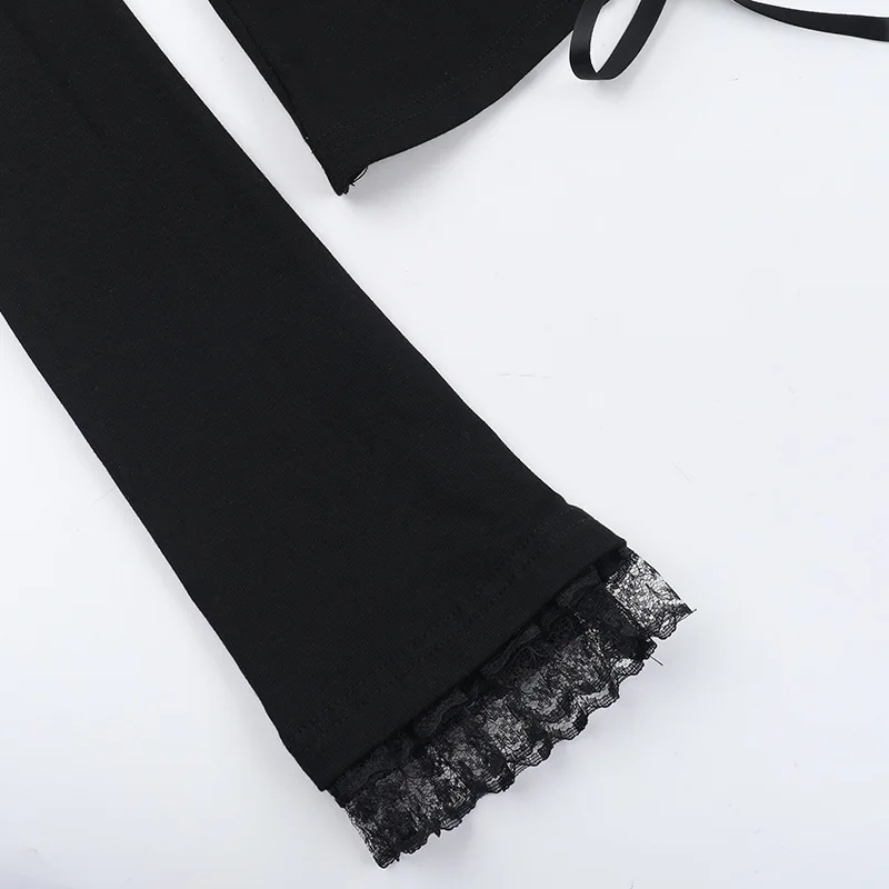 Gothic Lolita Lace-Up Corset Long-Sleeve Top with Choker - 15