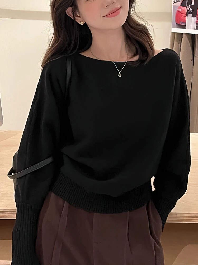 Dark Academia Asymmetrical Off-Shoulder Long-Sleeve Top - 3