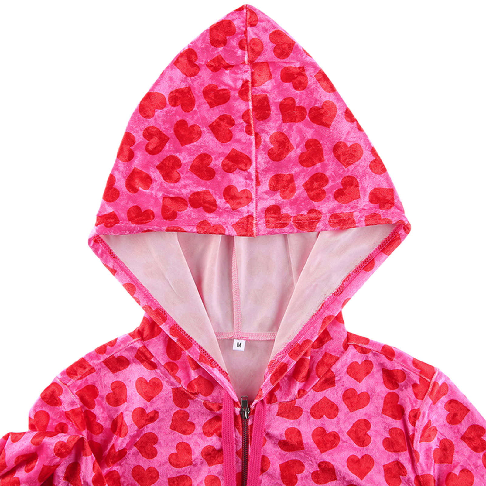 Kawaii Y2K Heart-Print Velvet Hoodie - 5