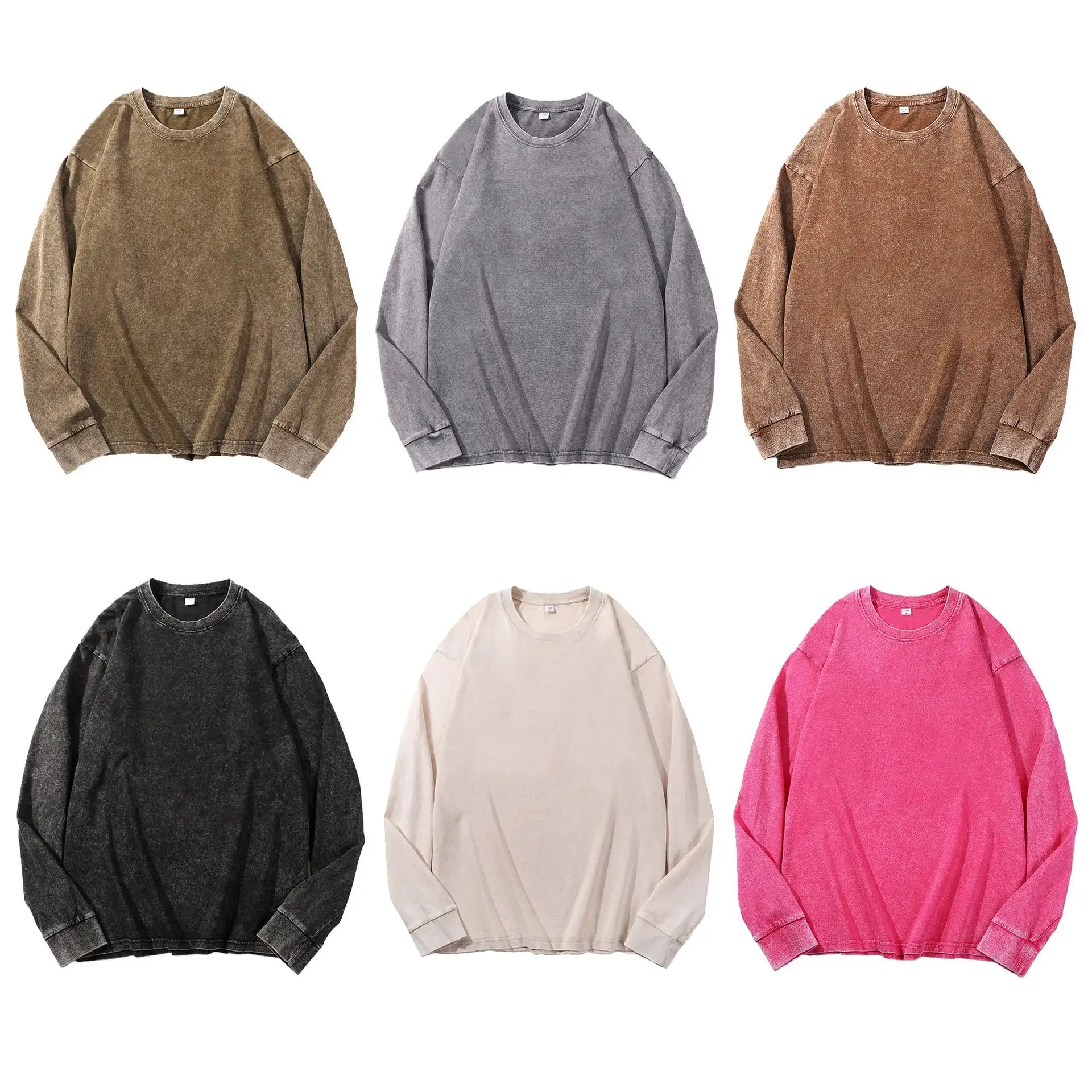 Grunge Minimalist Vintage-Wash Oversized Long-Sleeve Tee - 11