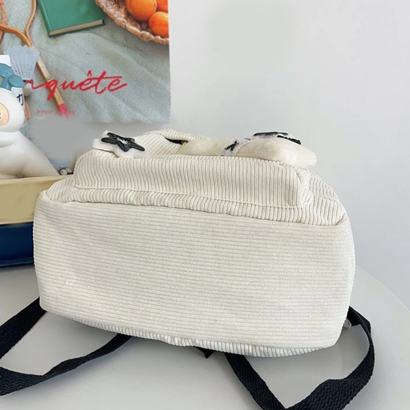 Soft Corduroy Backpack Star Pattern - 8