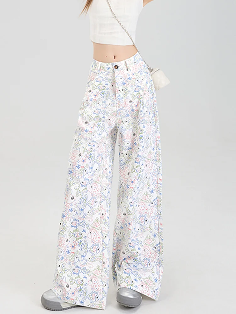 Harajuku Anime Aesthetic Fish Print Pants - 2