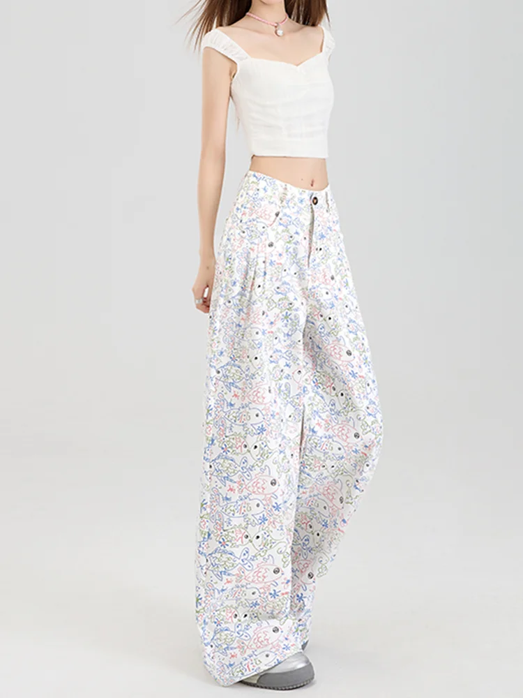 Harajuku Anime Aesthetic Fish Print Pants - 3
