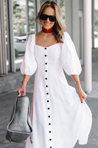 Off the Shoulder Ballon Sleeve Dress + Chanel Handbag | Stunning Summer Outfit Ideas to Inspire You