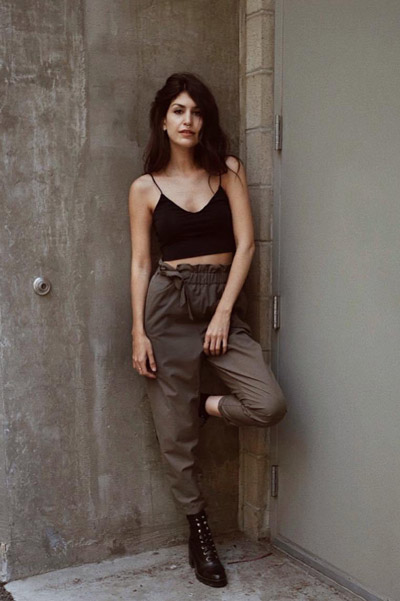 Crop Top in Black + Paperbag Waist Pants | 25 Perfect Summer Outfits That Always Looks Fantastic