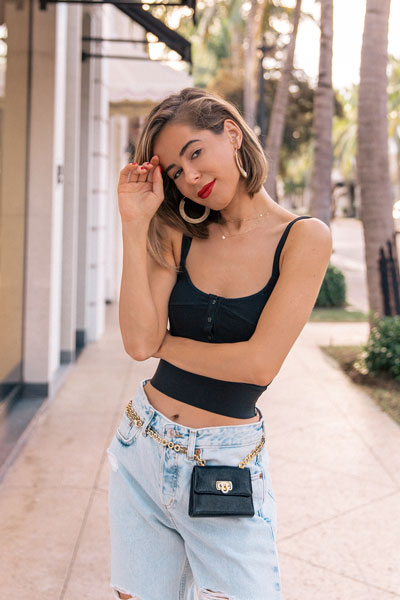 Black Knit Crop Top + Stonewash Blue Jeans | 51+ Popular Summer Outfits You Should Already Own