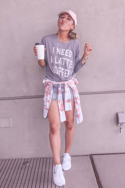 Tie Front Tee + Levi's Denim Shorts + Nike Women's Shoe | 22+ Elegant Short Dresses You will Love to Try